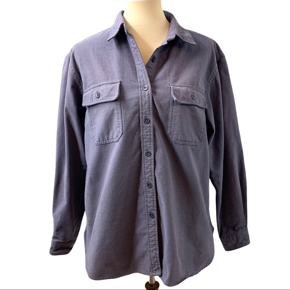 L.L. Bean Chamois Cloth Blue Button Front Shirt